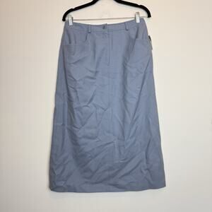 Vintage NWT Talbots 100% wool maxi skirt blue sz 10 pockets office wear chic